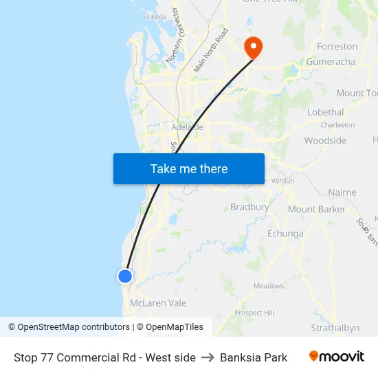 Stop 77 Commercial Rd - West side to Banksia Park map
