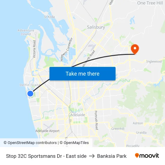 Stop 32C Sportsmans Dr - East side to Banksia Park map