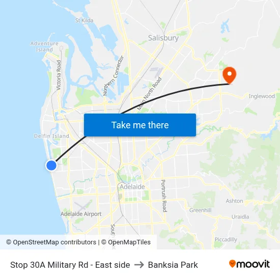 Stop 30A Military Rd - East side to Banksia Park map