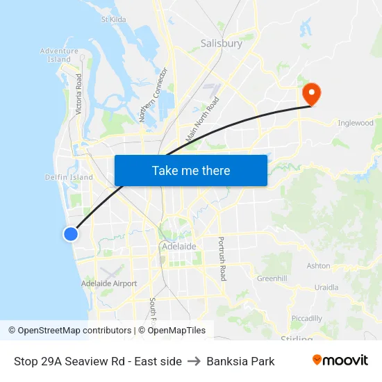 Stop 29A Seaview Rd - East side to Banksia Park map