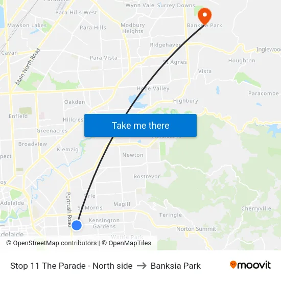 Stop 11 The Parade - North side to Banksia Park map