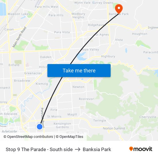 Stop 9 The Parade - South side to Banksia Park map