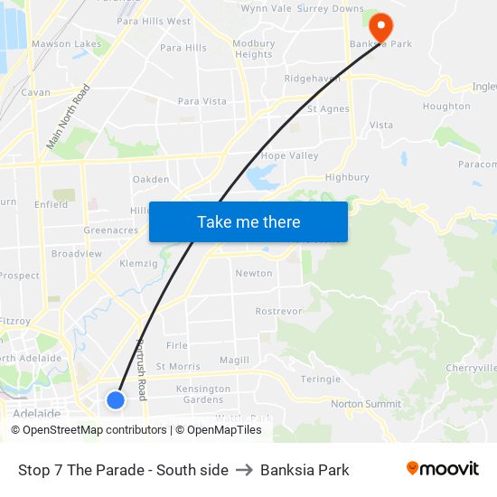 Stop 7 The Parade - South side to Banksia Park map