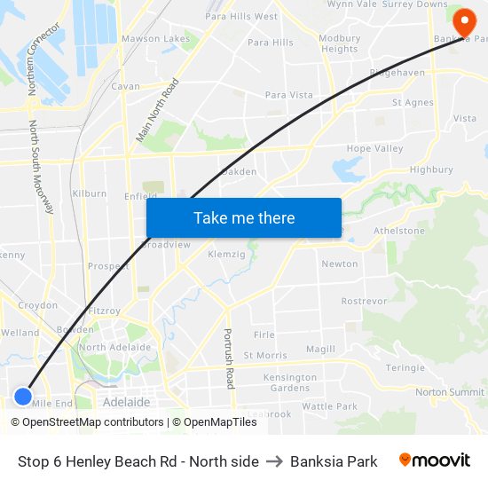 Stop 6 Henley Beach Rd - North side to Banksia Park map