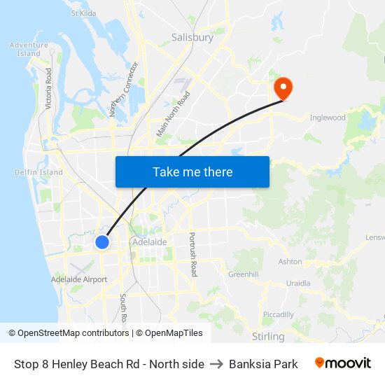 Stop 8 Henley Beach Rd - North side to Banksia Park map