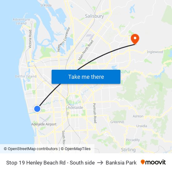 Stop 19 Henley Beach Rd - South side to Banksia Park map