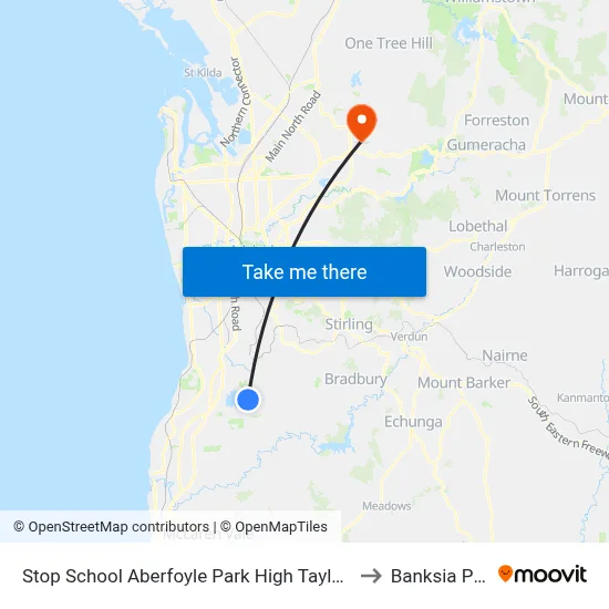 Stop School Aberfoyle Park High Taylors Rd to Banksia Park map
