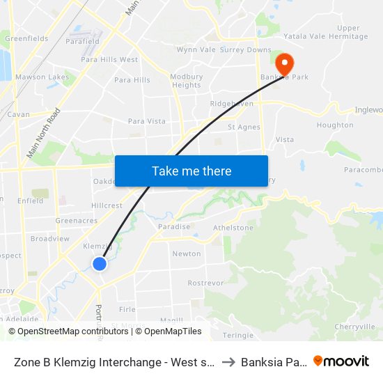 Zone B Klemzig Interchange - West side to Banksia Park map