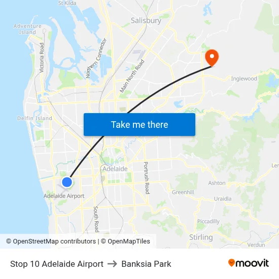 Stop 10 Adelaide Airport to Banksia Park map