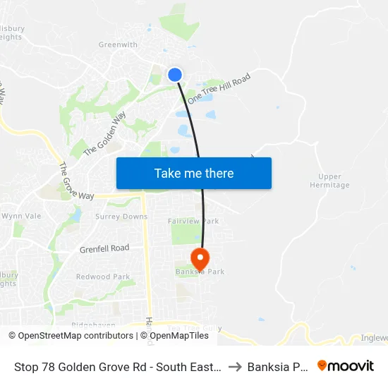 Stop 78 Golden Grove Rd - South East side to Banksia Park map