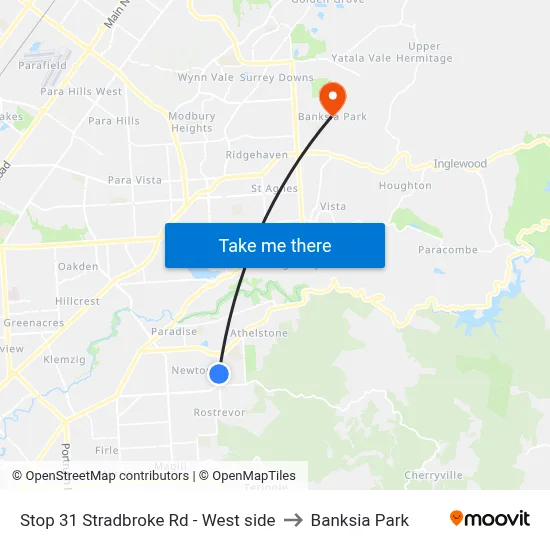 Stop 31 Stradbroke Rd - West side to Banksia Park map