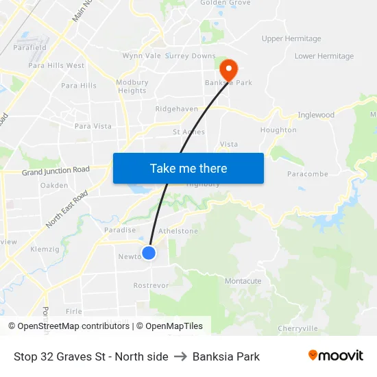 Stop 32 Graves St - North side to Banksia Park map
