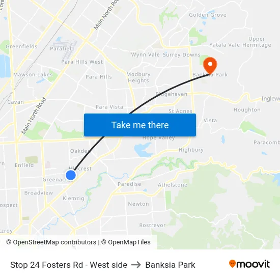 Stop 24 Fosters Rd - West side to Banksia Park map