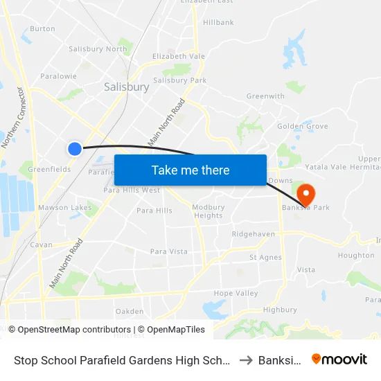 Stop School Parafield Gardens High School Shepherdson Rd to Banksia Park map