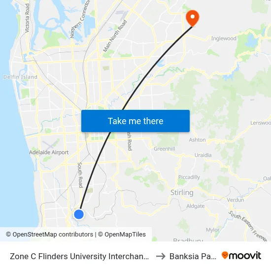 Zone C Flinders University Interchange to Banksia Park map