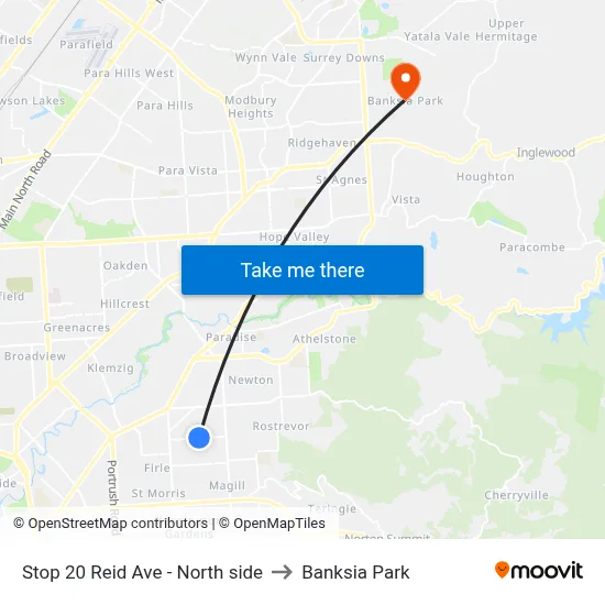 Stop 20 Reid Ave - North side to Banksia Park map
