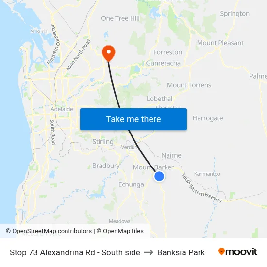 Stop 73 Alexandrina Rd - South side to Banksia Park map