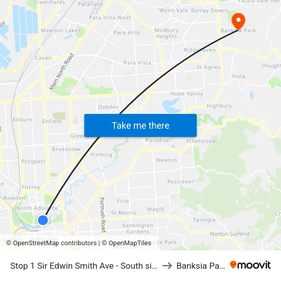 Stop 1 Sir Edwin Smith Ave - South side to Banksia Park map