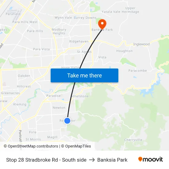 Stop 28 Stradbroke Rd - South side to Banksia Park map
