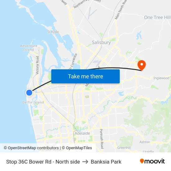 Stop 36C Bower Rd - North side to Banksia Park map