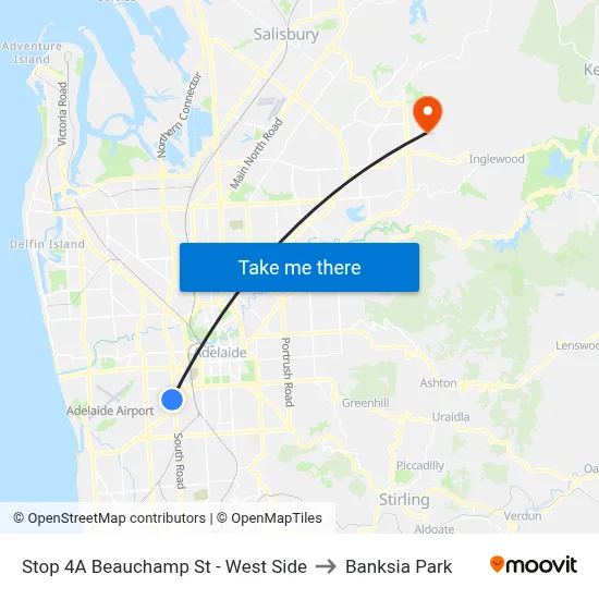 Stop 4A Beauchamp St - West Side to Banksia Park map