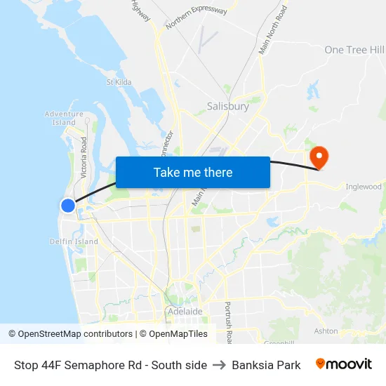Stop 44F Semaphore Rd - South side to Banksia Park map