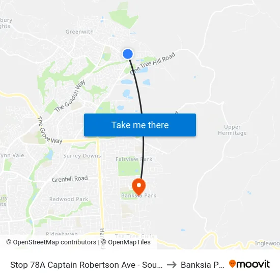 Stop 78A Captain Robertson Ave - South side to Banksia Park map