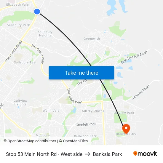 Stop 53 Main North Rd - West side to Banksia Park map