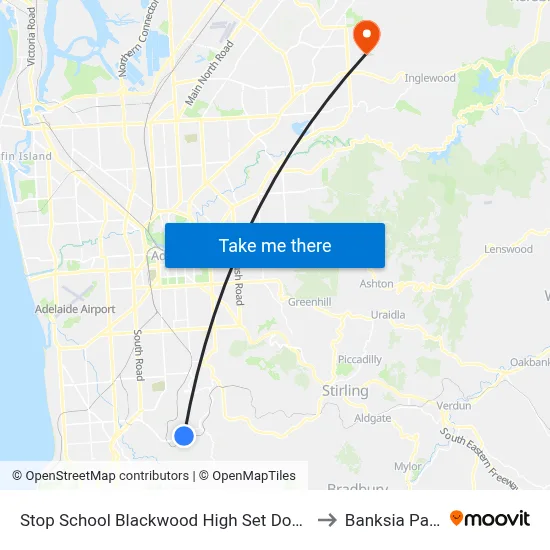 Stop School Blackwood High Set Down to Banksia Park map