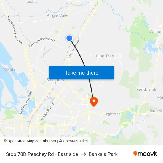 Stop 78D Peachey Rd - East side to Banksia Park map