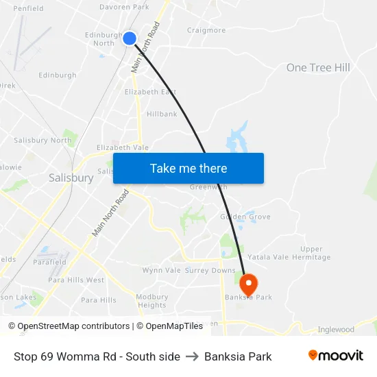 Stop 69 Womma Rd - South side to Banksia Park map