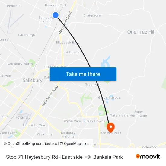 Stop 71 Heytesbury Rd - East side to Banksia Park map