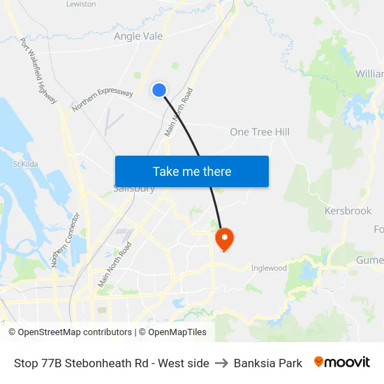 Stop 77B Stebonheath Rd - West side to Banksia Park map