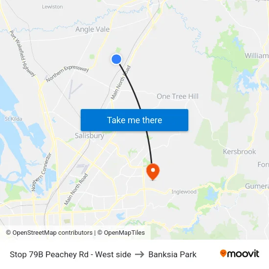 Stop 79B Peachey Rd - West side to Banksia Park map