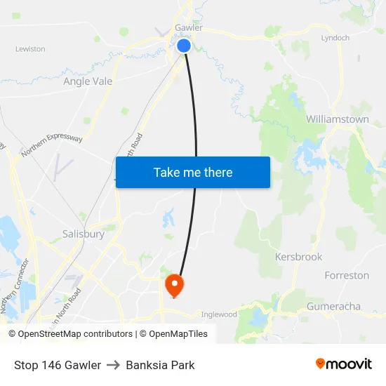 Stop 146 Gawler to Banksia Park map