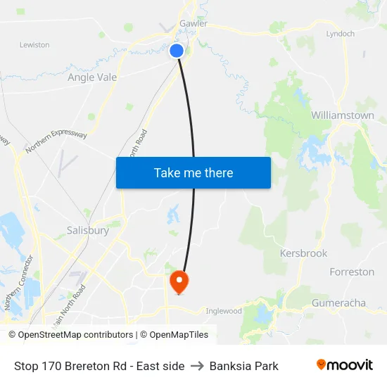Stop 170 Brereton Rd - East side to Banksia Park map