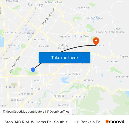 Stop 34C R.M. Williams Dr - South side to Banksia Park map