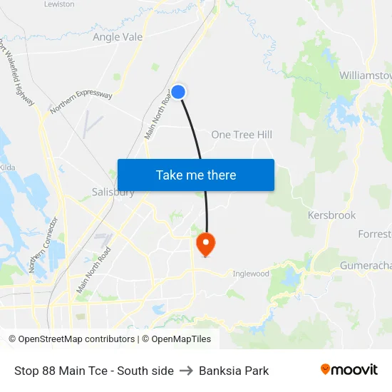 Stop 88 Main Tce - South side to Banksia Park map