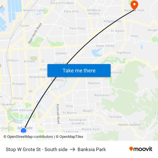 Stop W Grote St - South side to Banksia Park map