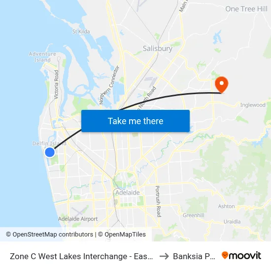 Zone C West Lakes Interchange - East side to Banksia Park map