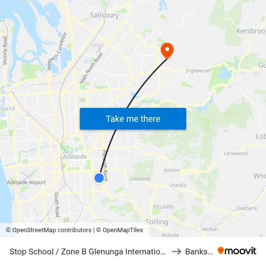 Stop School / Zone B Glenunga International High School Conyngham St to Banksia Park map