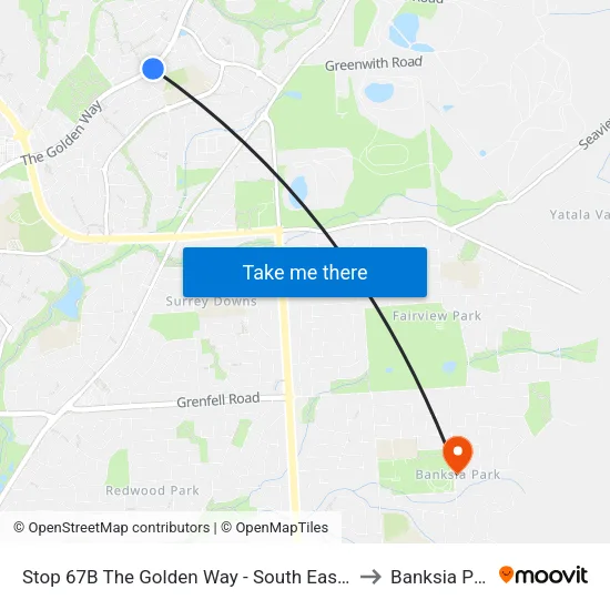 Stop 67B The Golden Way - South East side to Banksia Park map