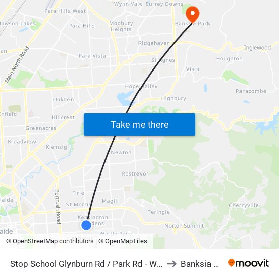 Stop School Glynburn Rd / Park Rd - West side to Banksia Park map