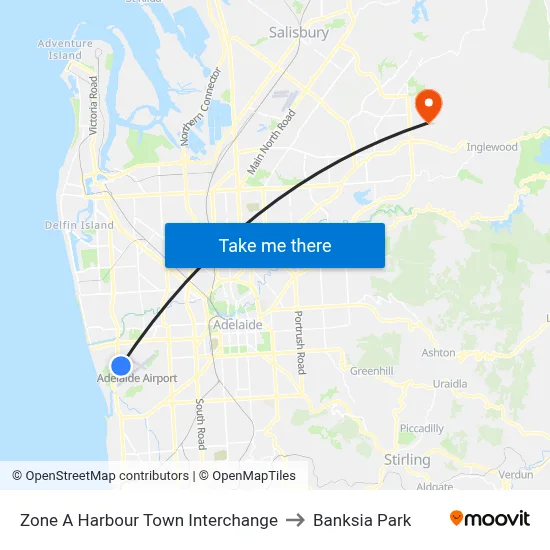 Zone A Harbour Town Interchange to Banksia Park map