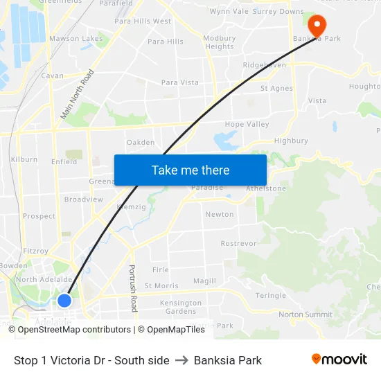 Stop 1 Victoria Dr - South side to Banksia Park map