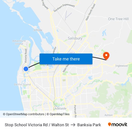 Stop School Victoria Rd / Walton St to Banksia Park map