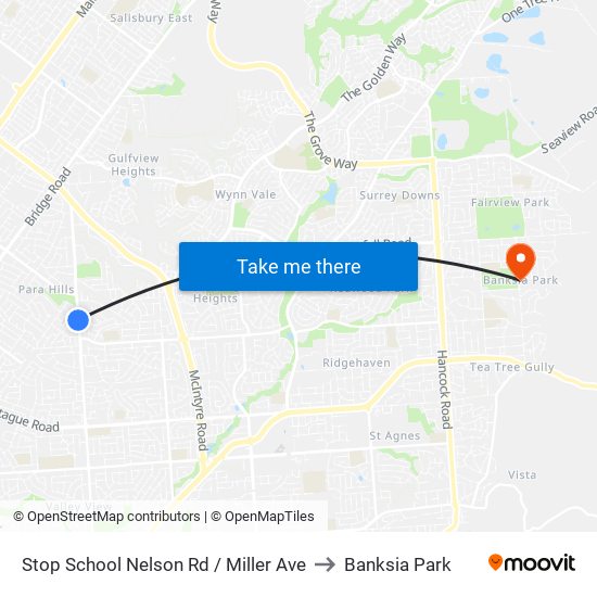 Stop School Nelson Rd / Miller Ave to Banksia Park map