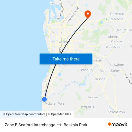 Zone B Seaford Interchange to Banksia Park map