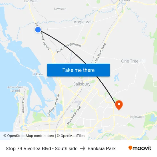 Stop 79 Riverlea Blvd - South side to Banksia Park map