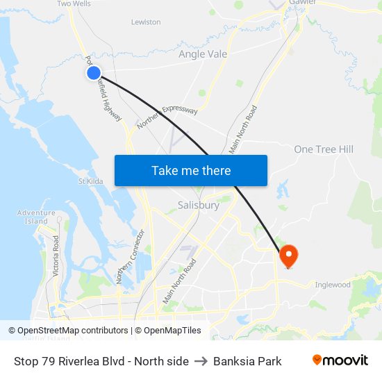 Stop 79 Riverlea Blvd - North side to Banksia Park map